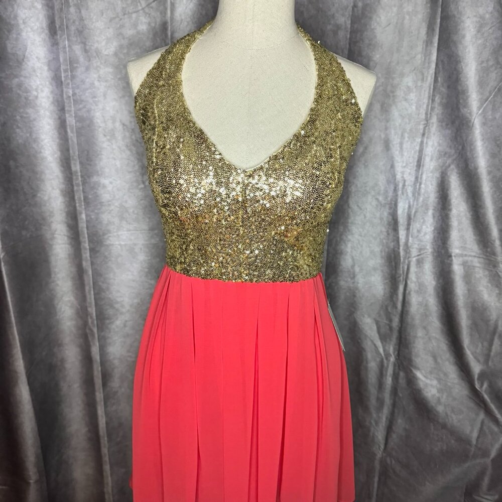 NEW Juniors B Darlin Sequin Halter Mini Dress Homecoming Prom Dance Sz 1/2 Y2K
